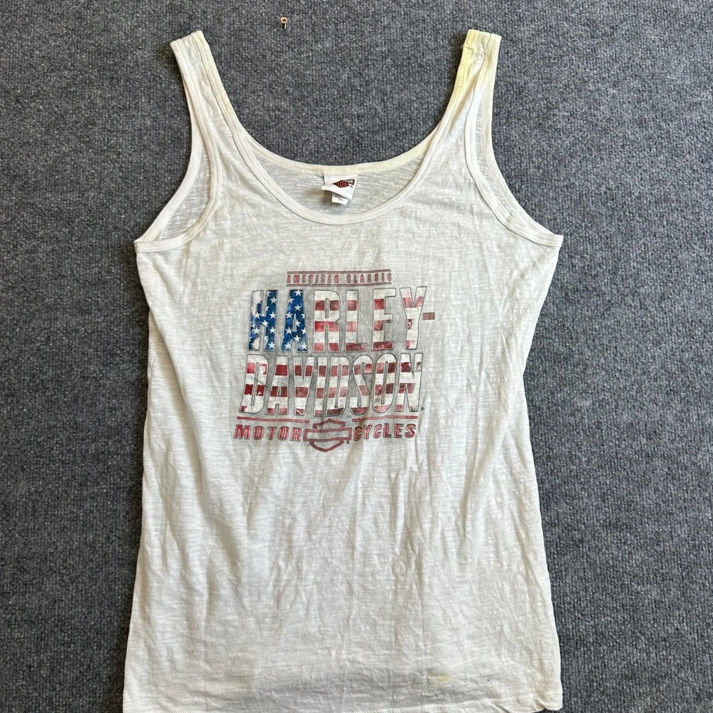Harley-Davidson Tank Top Womens XXL White American Classic Graphic USA